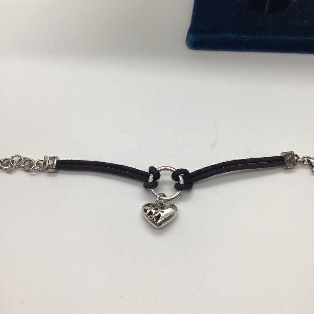 Brighton Black Cord Bracelet with Silver Heart Charm